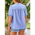 thumbnail image 2 of PRETTYGARDEN Women's Summer Button Down Shirts Short Lantern Sleeve V Neck Cotton Cute Dressy Casual Ladies Tops Blouses, 2 of 6