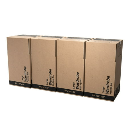 Pen + Gear Large Wardrobe Box, Moving Box, 20in. x 20in. x 38in., Kraft Paper, 4 Count