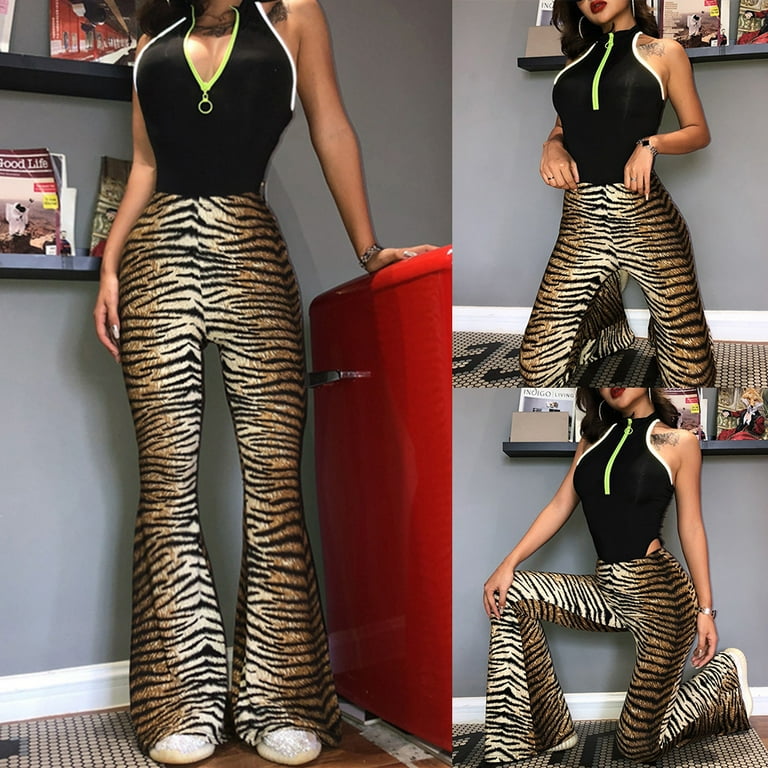 Tiger Velvet Flare Pants, Velvet Bell Bottoms, Tiger Bell Bottoms