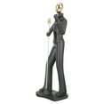 thumbnail image 3 of Black Resin Musician Figurine Modern Sculpture Decorative Musical Character Model for Home Office Desk Shelf Display, 3 of 8