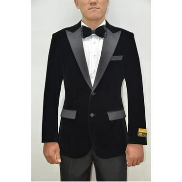 Peak Lapel Fashion Smoking Casual Velour Cocktail Tuxedo Jacket With Free Matching Bowtie