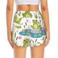 thumbnail image 3 of Picia Cartoon Frogs Pattern Women's 2 in 1 Athletic Running Shorts High Waisted Workout Casual Gym Sweat Shorts with Comfy Liner Zipper Pockets-Small, 3 of 9