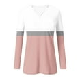 thumbnail image 6 of Fengqque Long Sleeve Color Blocking Shirts for Women V Neck T Shirts Slim Fit Tunic Tops Fashion Clothing Pink XXL(XXL), 6 of 7