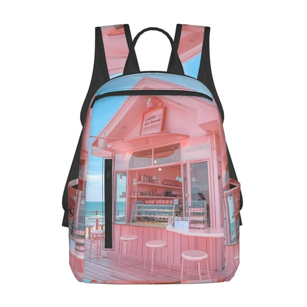 Easygdp Pastel Pink Beach Cafe para Easygdp Yak - Mochila Casual Ligera y Resistente para Viaje y Senderismo para Hombres y Mujeres