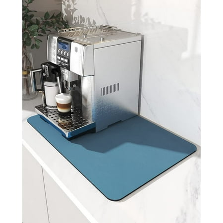 

MontVoo Coffee Mat Quick Absorbent Hide Stain Kitchen Counter Mat Waterproof Rubber Backed Coffee Bar Accessories Fit Under Coffee Maker Coffee Pot Espresso Machine Dish Drying Rack 12 x19 Blue