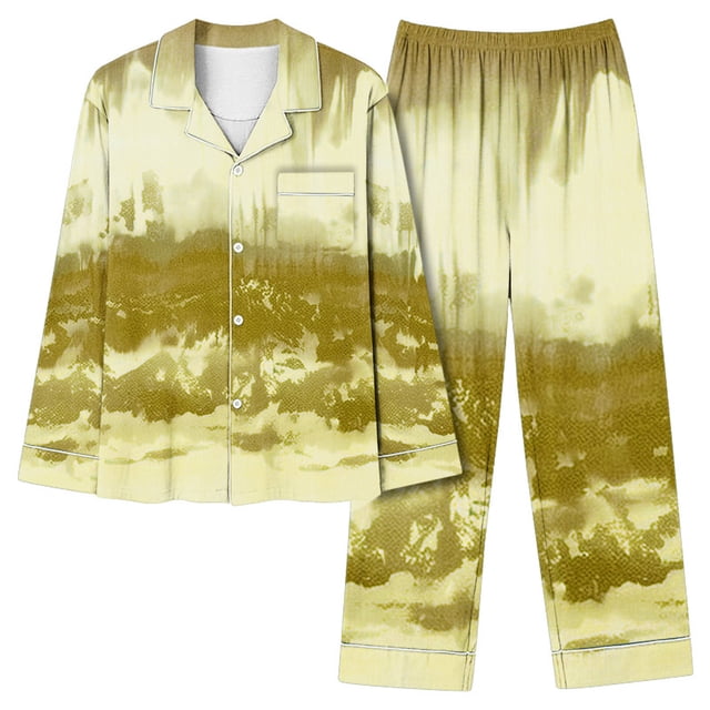 MeetoTime Women's Fall Pajama 2 Piece Outfit Long Sleeve Button Up Top and Pants Sleepwear Set