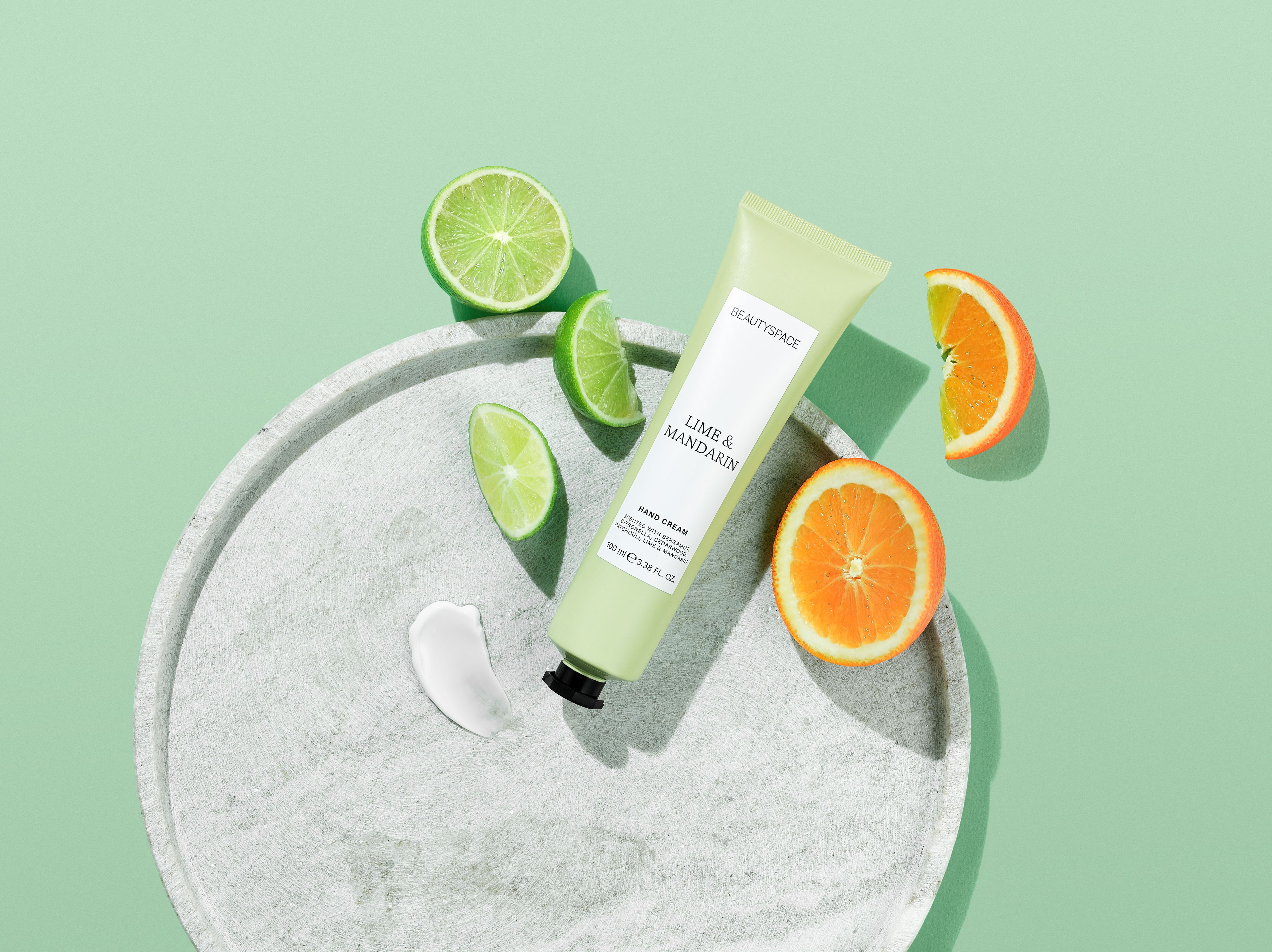 BEAUTYSPACE Lime and Mandarin Hand Cream, 3.3oz