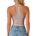 thumbnail image 4 of Women's Tank Tops with Built in Bras V-Neck Cami, Ribbed Polyester Bra Tank Camisoles for Layering 1 Pcs Khaki L, 4 of 6