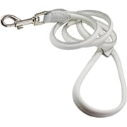 Dogs My Love 4ft Long Round Genuine Rolled Leather Dog Leash White (Small: 3/8 (8mm))