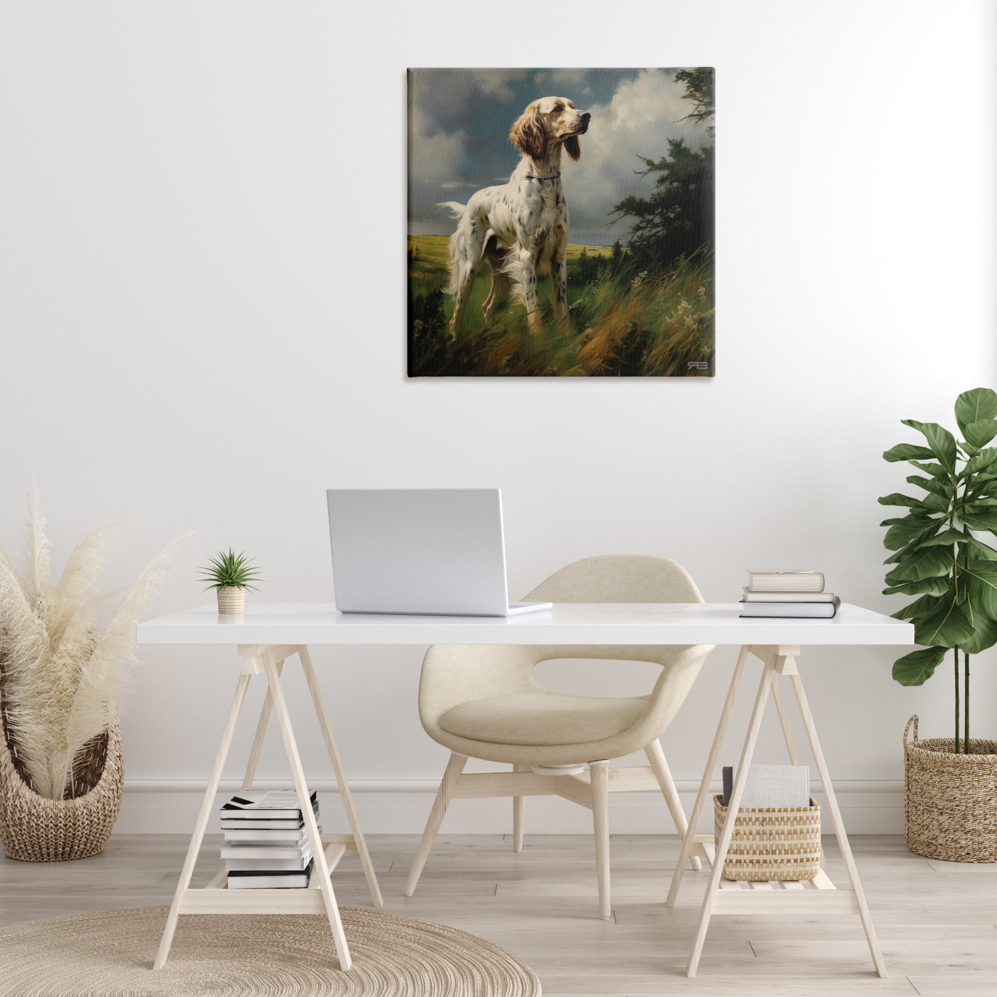 Stupell Industries Windswept Country Dog Landscape Painting Gallery Wrapped Canvas Art Print Wall Art, 30 x 30