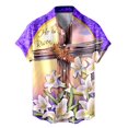 thumbnail image 4 of Wyzesi Long Sleeve Shirt Men Blue Mens Easter Short Sleeved Shirt Festive Relaxed and Comfortable Style Simple All Over Printed Lily Short Sleeved Shirt Dress Shirts for Men Short Sleeve Pattern, 4 of 4