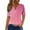 Pink-15, variant on Perfectbot Women T-Shirts Button Print V Neck Loose Summer Short Sleeve Casual Blouses Size S-3XL