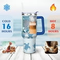 thumbnail image 4 of 40oz Cute Ocean Life Turtle Stainless Steel Flip Straw Tumbler Spill Proof Travel Cup Double Wall Vacuum Insulated Coffee Mug with Top Handle, 4 of 6