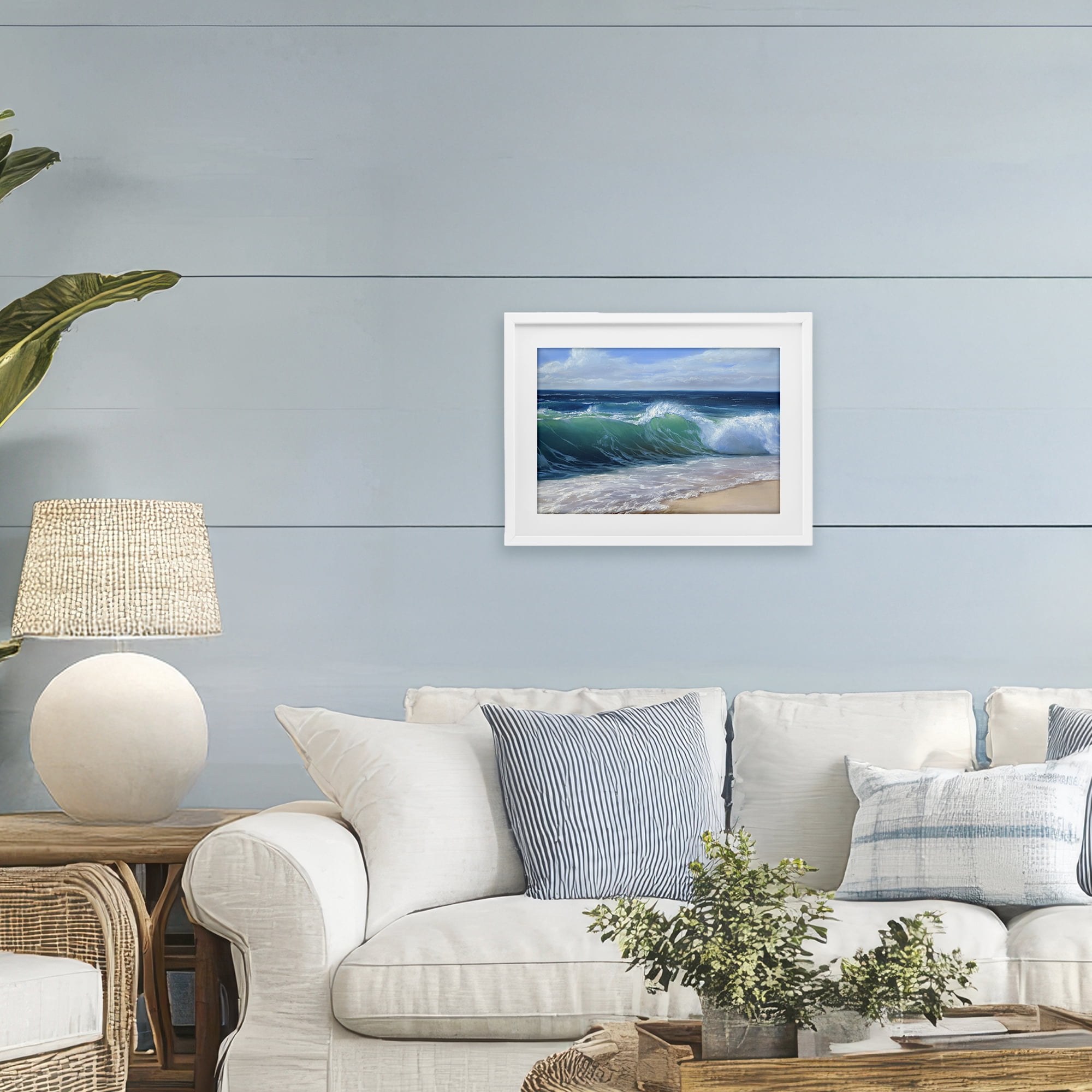 Stupell Industries Content Beach Waves Shore White Framed Print Under Glass, design by Dimitri Sirenko