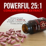 OmniBiotics USDA Organic Cranberry Pills for Women - High Potency 25,000 mg Supplement with 25:1 Fruit Extract - Daily Urinary Tract Support - 120 Vegan Capsules