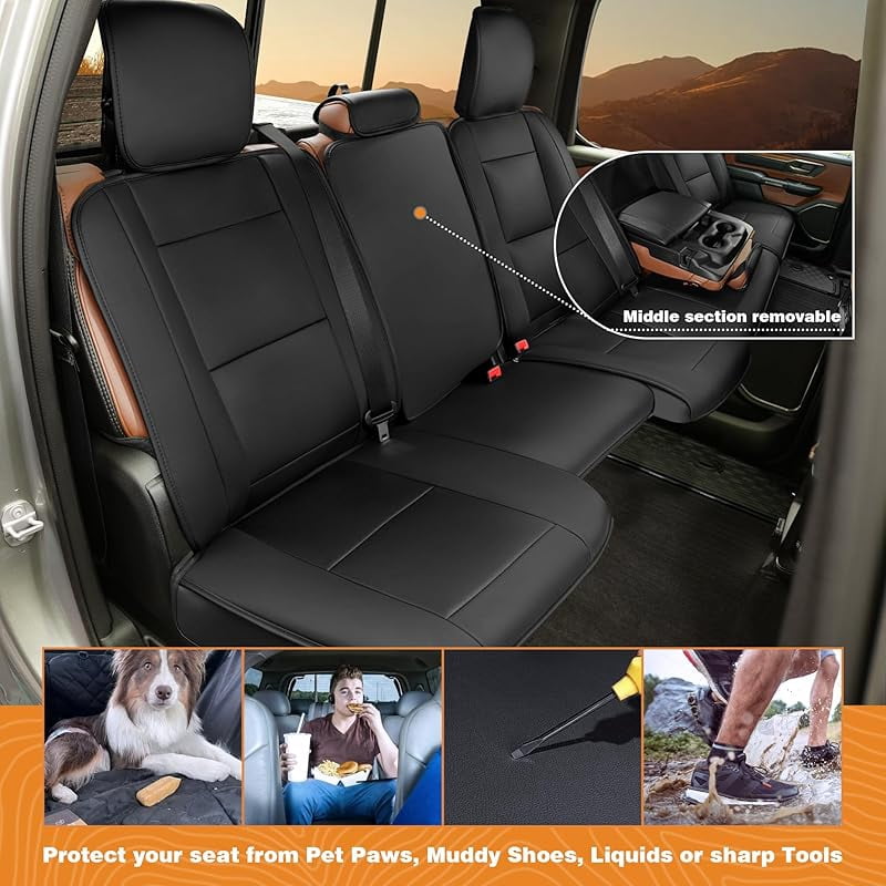 Seat Covers for 2007-2013 & 2019-2025 Chevy Silverado/GMC Sierra 1500 Crew Cab & 2020-2025 Chevrolet/GMC 2500HD/3500HD|Full Set for Truck |Front & Rear, Black