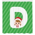 thumbnail image 3 of Ambesonne Christmas Alphabet Shower Curtain, Santa Hanging, 69"Wx84"L, Green Dark Coral and White, 3 of 3