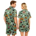 thumbnail image 5 of DORKASM Halloween Matching Pajamas for Couples Pj Sets for Woman Men Bat Pumpkin Print Button Down Sleepwear Green XL, 5 of 5