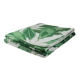 thumbnail image 2 of White and Green Tropical Leaves Plush Fleece Throw Blanket 50" x 60", 2 of 3