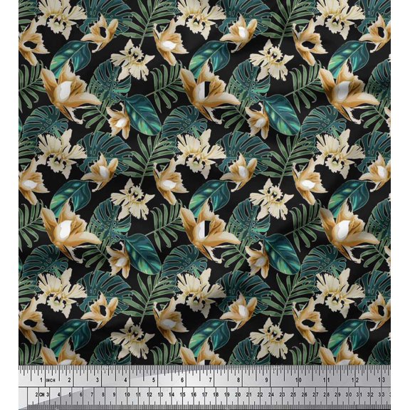 Soimoi Cotton Duck Fabric Monstera Leaf & Floral Fabric Prints by Yard 42 Inch Wide