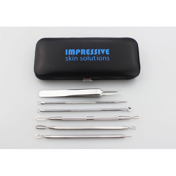 Blackhead Remover Tool Kit Set 6 PCS Professional Surgical Stainless Steel Extractors for Facial and Body Blemishes