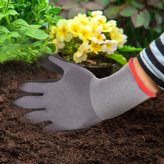 Soimiss 1Pair Black Gardening Gloves Wear Resistant Safety Gloves with Breathable Anti Skid Design