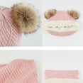 thumbnail image 6 of MEZZALL Toddler Winter Hat Scarf Mittens Set Boys Girls Lined Knitted Hat Pompom Cap With Neck Warmer And Gloves Cute Dailywear, Pink, 2-10, 6 of 7