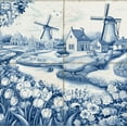 thumbnail image 4 of Mi Alma Blue Floral Tile Stickers - Removable Vinyl 4x4, 24 pcs, 4 of 7