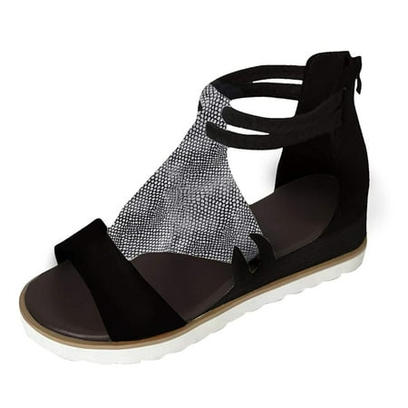 

Slide on Sandals for Women Sparkly Sandals Wedge Roman Women’s Style Toe Mouth Trade Foreign Heel Open Shoes (e-Yellow 8)