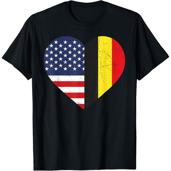 men and women can wear,Belgian heritage USA Belgium American Flag Belgian Flag T-Shirt