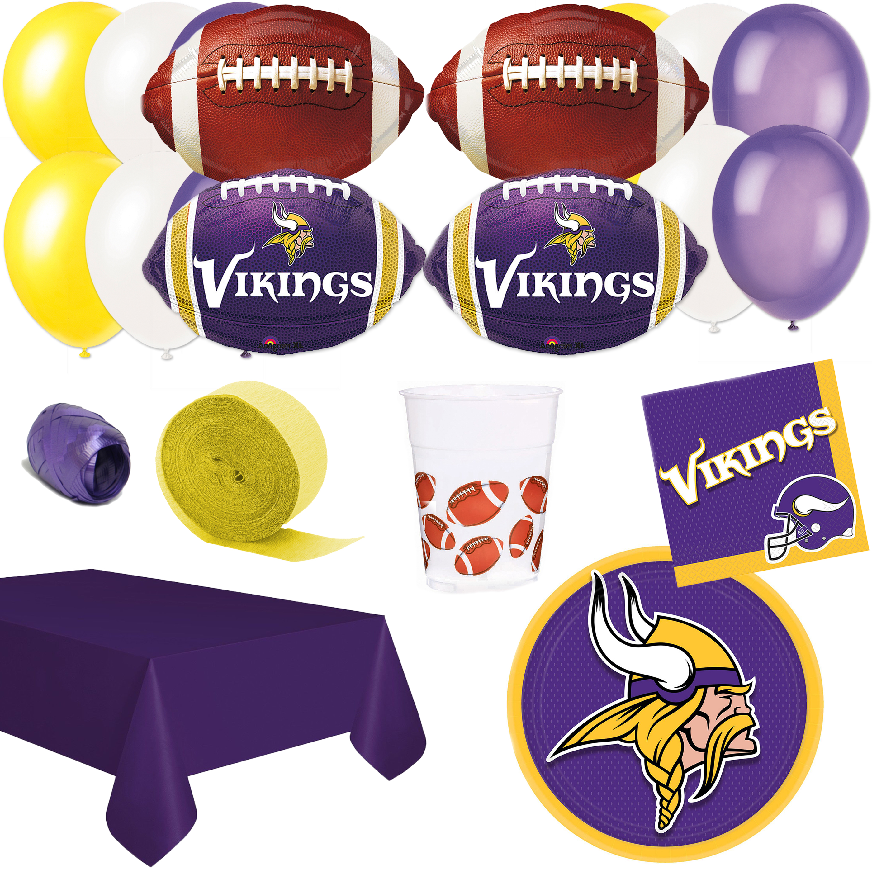 Minnesota Vikings Decor 50pc Super Bowl Football Party Pack, Purple