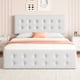 thumbnail image 2 of Noise-free tamaño completo-size platform marco de cama con forrado cabecero y four almacenamiento cajones - button tufted design (blanca), 2 of 7