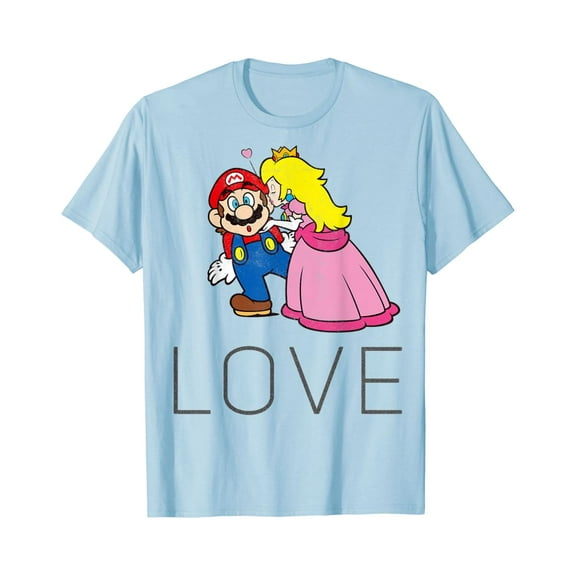 Gildan Super Mario Princess Peach Kiss Love Graphic T-ShirtHot Vintage Trending Tee - Birrthday gifts