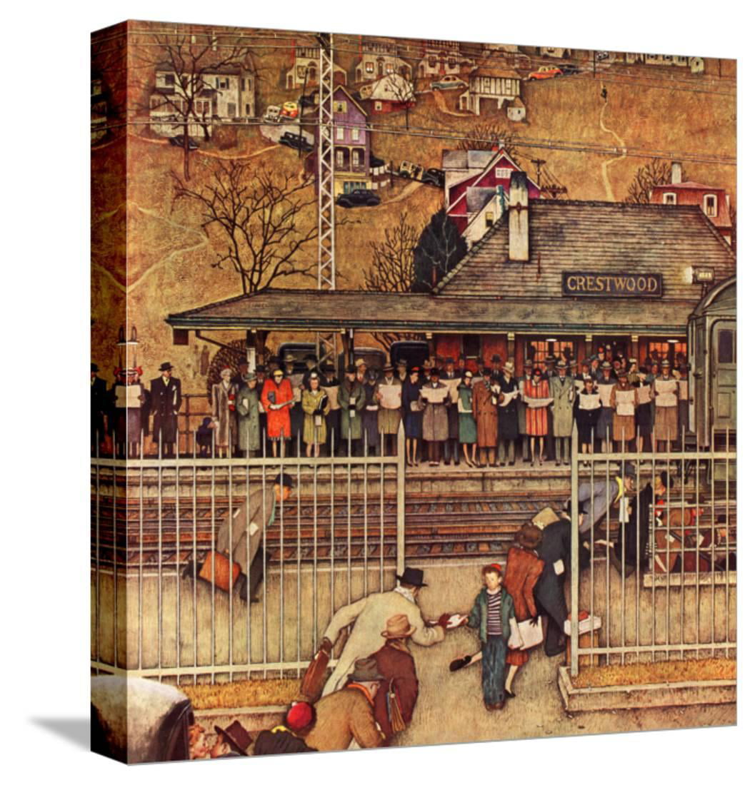 Norman Rockwell Train Station Print COMMUTERS 