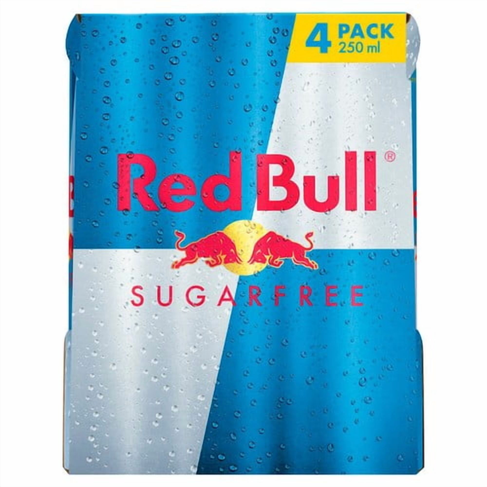 Red Bull Energy Drink Sugar Free 4 x 250ml, British Import (Pack of 2)