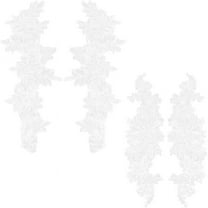 4 PCS White Embroidered Flower Cloth Appliques Wedding Dress Patch 2 Style Embroidered Flower Lace Applique Sew on Patches for DIY Sewing Wedding DIY