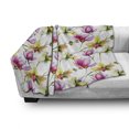 thumbnail image 3 of Floral Soft Flannel Fleece Blanket, Blurry Hazy Toned Vibrant Magnolia Flower Daffodil Petals Blossoms Watercolor Print, Cozy Plush for Indoor and Outdoor Use, 50" x 60", Multicolor, by Ambesonne, 3 of 6