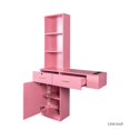 thumbnail image 5 of GZXS Wall Mount Barber Stations, Modern Simple Hair Styling Salon Equipment W/ 3 Open Shelves, Lockable Left Shelf (Pink), 5 of 10