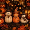 thumbnail image 3 of 3-Piece Halloween Decorations Vintage Witch Dog Figurines, Rustic Fall Tabletop Decor Set, Cute Spooky Animal Statues for Indoor Autumn Home Mantel Room Display, 3 of 13