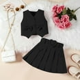 thumbnail image 5 of BLVB Kids Girls Summer 2 Piece Outfits Solid Color Sleeveless Button Vest Tank Tops Pleated Skirt with Belt Fashion Clothes Set, 5 of 6