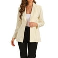 thumbnail image 1 of Blazer de cuello INSPIRE CHIC para mujeres con peplum, cintura ajustable, manga larga, botón, chaquetas de trabajo de oficina, color beige, talla XS, 1 of 1