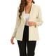 thumbnail image 1 of Blazer de cuello INSPIRE CHIC para mujer, chaqueta de oficina con peplum, cintura con lazo, de manga larga y botones, color beige, talla M, 1 of 1