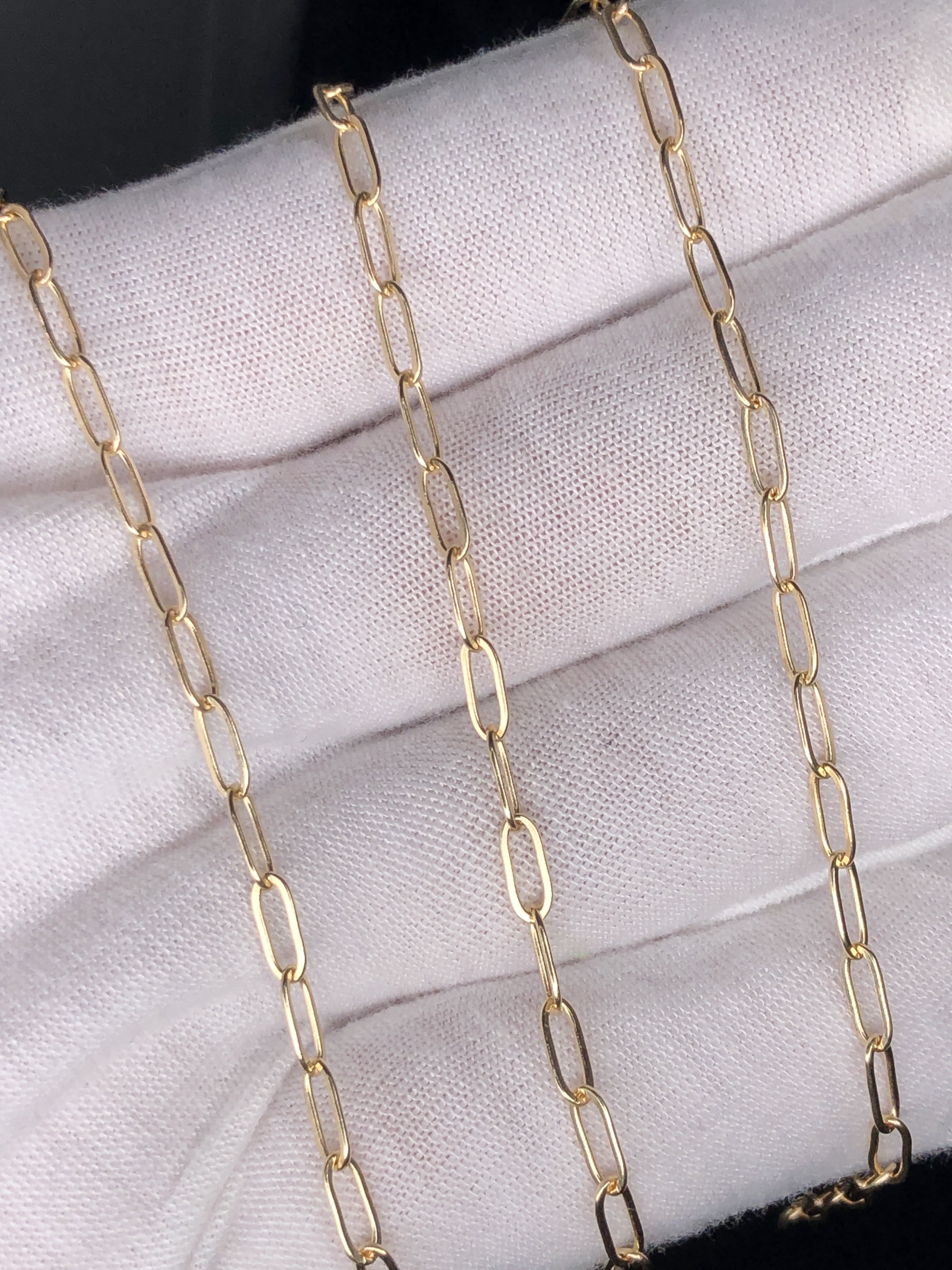 Solid 1/20 14k Gold Real Paperclip Necklace Chain 18 inches Mens Womens Paperclip 2.1mm