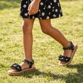 thumbnail image 2 of WAYUTE Girls Sandals Casual Thick Sole Open Toe Hook and Loop Durable Summer Beach Shoes with Floral Design for Kids Children,Black,8 Y-9 Y, 2 of 7