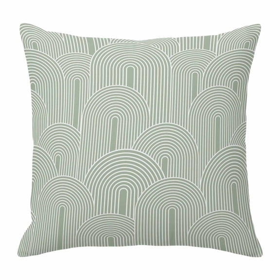 Throw Pillow Covers 18 x 18 Inch, Sage Green Ombre Cotton Linen Pillows Cases, Farmhouse Stripes Modern Abstract Art Square Cushion Covers for Couch Sofa Bed