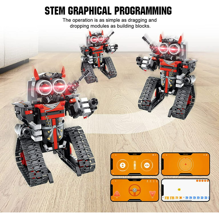 6 in 1 STEM Building Toys Gifts for Age 6,7,8,9,10,11,12 Years Old Kids  Boys Girls,APP Remote Control Robot Mech Racer Car Building Blocks,398 Pcs  DIY