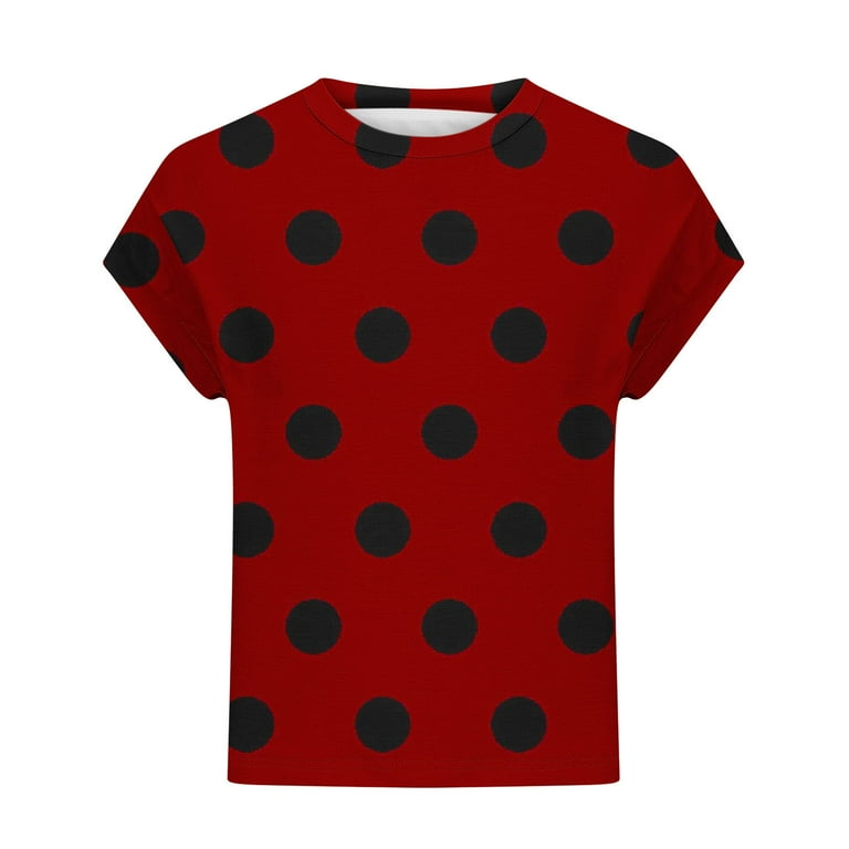 Wenyuyu Women's Summer T Shirts Cute Casual Polka Dots Short
