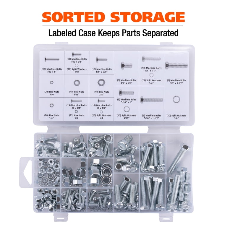 255-Piece Nut & Bolt Assortment Set With Storage Case photo 3