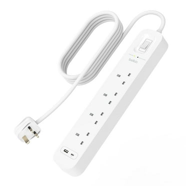 Belkin 4-Outlet Surge Protector Power Strip, Wall-Mountable with 4 AC Outlets, 2M Power Cord, &