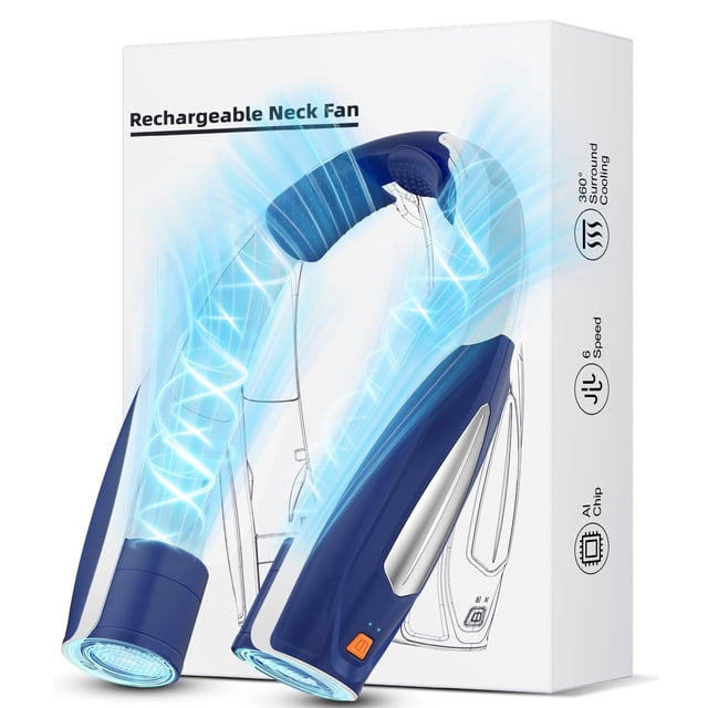 Ventilador de cuello Hionly AI, batería recargable de 6000 mAh, 6 velocidades